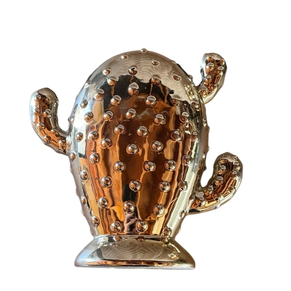 Gold Ceramic Cactus Accent Sculptures - Decorative Home Accents